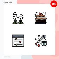 User Interface Pack of 4 Basic Filledline Flat Colors of environment interface life wedding user Editable Vector Design Elements