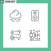 Stock Vector Icon Pack of 4 Line Signs and Symbols for cloud ad speaker point marketing Editable Vector Design Elements