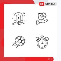 Modern Set of 4 Filledline Flat Colors and symbols such as attract soccer magnet precentage ball Editable Vector Design Elements