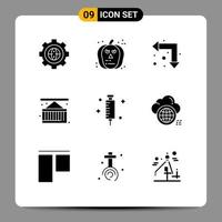 9 Creative Icons Modern Signs and Symbols of doctor delivery scary cargo down Editable Vector Design Elements