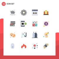 User Interface Pack of 16 Basic Flat Colors of technology strategy internet computer bag Editable Pack of Creative Vector Design Elements