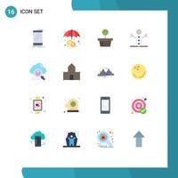 16 Universal Flat Colors Set for Web and Mobile Applications access data plant search winter Editable Pack of Creative Vector Design Elements