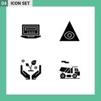 Thematic Vector Solid Glyphs and Editable Symbols of laptop investment education pyramid quad Editable Vector Design Elements