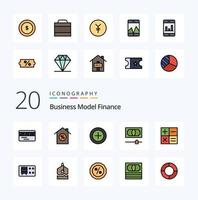 20 Finanzas línea lleno color icono paquete me gusta transporte ferrocarril pagos mini calculadora vector