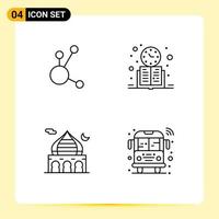 Modern Set of 4 Filledline Flat Colors Pictograph of bitconnect mosque crypto currency learning islam Editable Vector Design Elements