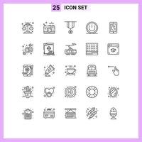 25 User Interface Line Pack of modern Signs and Symbols of ui on badge off star Editable Vector Design Elements