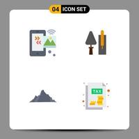 Pictogram Set of 4 Simple Flat Icons of image tool iot brickwork landscape Editable Vector Design Elements