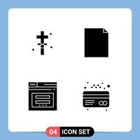 Universal Icon Symbols Group of 4 Modern Solid Glyphs of cross web easter page email Editable Vector Design Elements