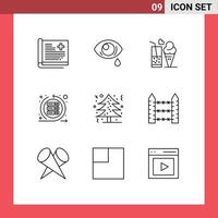 Set of 9 Modern UI Icons Symbols Signs for sprint iteration sad agile ice cream Editable Vector Design Elements