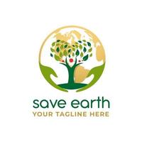 save earth logo design template vector