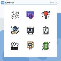 Set of 9 Modern UI Icons Symbols Signs for advertising donate balloon world charity Editable Vector Design Elements