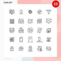 25 User Interface Line Pack of modern Signs and Symbols of heart justice focus gdpr target Editable Vector Design Elements