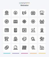 Creative Motivation 25 OutLine icon pack  Such As motivation. balloon. handshake. motivation. daybed vector