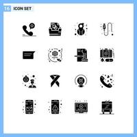 Group of 16 Solid Glyphs Signs and Symbols for basic wire eight march usb cable Editable Vector Design Elements