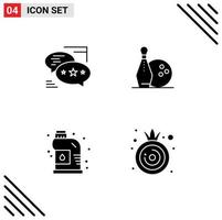 Pack of 4 Modern Solid Glyphs Signs and Symbols for Web Print Media such as chat cleaner messages bowling plumber Editable Vector Design Elements