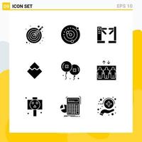 Set of 9 Commercial Solid Glyphs pack for currency crypto sphere coin underground Editable Vector Design Elements