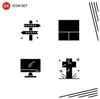 Modern Set of 4 Solid Glyphs Pictograph of activities device game layout pc Editable Vector Design Elements