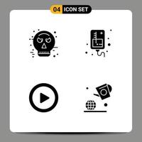 Universal Icon Symbols Group of 4 Modern Solid Glyphs of avatar play halloween iv earth Editable Vector Design Elements