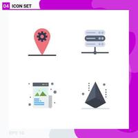 Group of 4 Modern Flat Icons Set for gear graphic database art design Editable Vector Design Elements