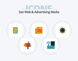 Seo Web And Advertising Media Flat Icon Pack 5 Icon Design. target. paper. radio. ad. banner board vector