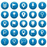 Map pointer vector icons set blue, simple style