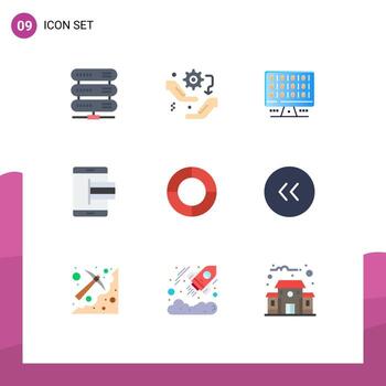 editable vector línea paquete de 9 9 sencillo plano colores de pagar móvil ajuste mi servidor editable vector diseño elementos