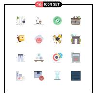 User Interface Pack of 16 Basic Flat Colors of shopping basket lamp sound juggling Editable Pack of Creative Vector Design Elements