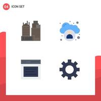 User Interface Pack of 4 Basic Flat Icons of building interface work user user Editable Vector Design Elements