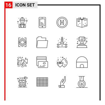 editable vector línea paquete de dieciséis sencillo contornos de capa capas Servicio conocimiento libro editable vector diseño elementos