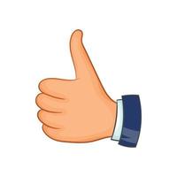 Hand with thumb up icon, cartoon style vector