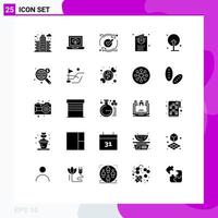 25 Thematic Vector Solid Glyphs and Editable Symbols of farming travel report ticket flight Editable Vector Design Elements