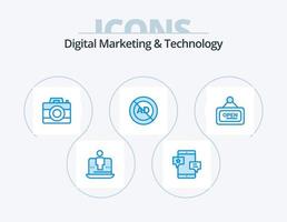 Digital Marketing And Technology Blue Icon Pack 5 Icon Design. advertising. ad block. network. ad. digital vector