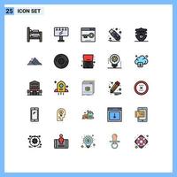 Set of 25 Modern UI Icons Symbols Signs for gdpr usb keywords stick drive Editable Vector Design Elements