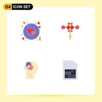 Editable Vector Line Pack of 4 Simple Flat Icons of circle human valentine chinese head Editable Vector Design Elements