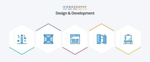 Design and Development 25 Blue icon pack including development. coding. development. page. development vector