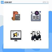 Universal Icon Symbols Group of 4 Modern Filledline Flat Colors of investment cancer debt coins health Editable Vector Design Elements