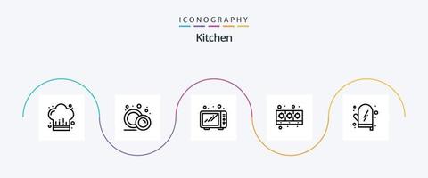 Kitchen Line 5 Icon Pack Including glove. cooking. food. kitchen. cooking vector