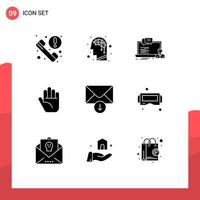 9 Universal Solid Glyphs Set for Web and Mobile Applications device message course mail stop Editable Vector Design Elements