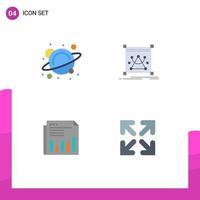 Modern Set of 4 Flat Icons and symbols such as physics business space object market Editable Vector Design Elements