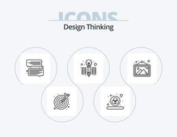 diseño pensando línea icono paquete 5 5 icono diseño. teléfono. herramientas. computadora. tipo. adjuntar vector