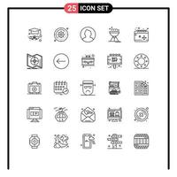 Mobile Interface Line Set of 25 Pictograms of cold grill avatar food cooking bbq Editable Vector Design Elements