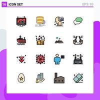 Universal Icon Symbols Group of 16 Modern Flat Color Filled Lines of swim mail brain sms chating Editable Creative Vector Design Elements