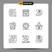 Set of 9 Modern UI Icons Symbols Signs for disease security agriculture insurance nature Editable Vector Design Elements