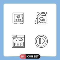 Pictogram Set of 4 Simple Filledline Flat Colors of lock gasoline protection security data Editable Vector Design Elements