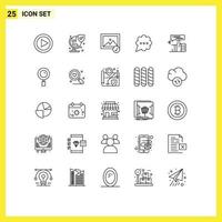 Group of 25 Lines Signs and Symbols for thumb like photo hand comment Editable Vector Design Elements