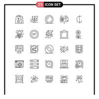 25 Universal Lines Set for Web and Mobile Applications currency radiator plate hardware computer Editable Vector Design Elements