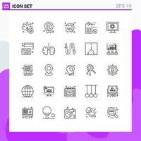 Universal Icon Symbols Group of 25 Modern Lines of card space cube science atom Editable Vector Design Elements