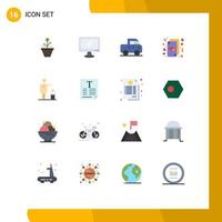 Modern Set of 16 Flat Colors Pictograph of heart pickup computer jeep pc Editable Pack of Creative Vector Design Elements