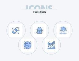 Pollution Blue Icon Pack 5 Icon Design. radioactive. pipe. plastic. trash. garbage vector