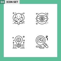 Universal Icon Symbols Group of 4 Modern Filledline Flat Colors of broccoli brainstorming business money idea Editable Vector Design Elements